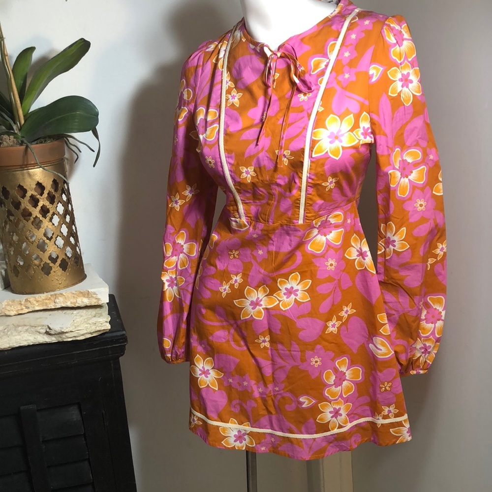 WARM NY Cotton Floral Long Sleeve Dress